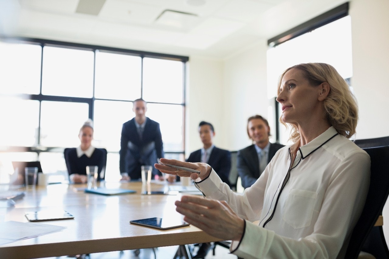 Business meeting including people
