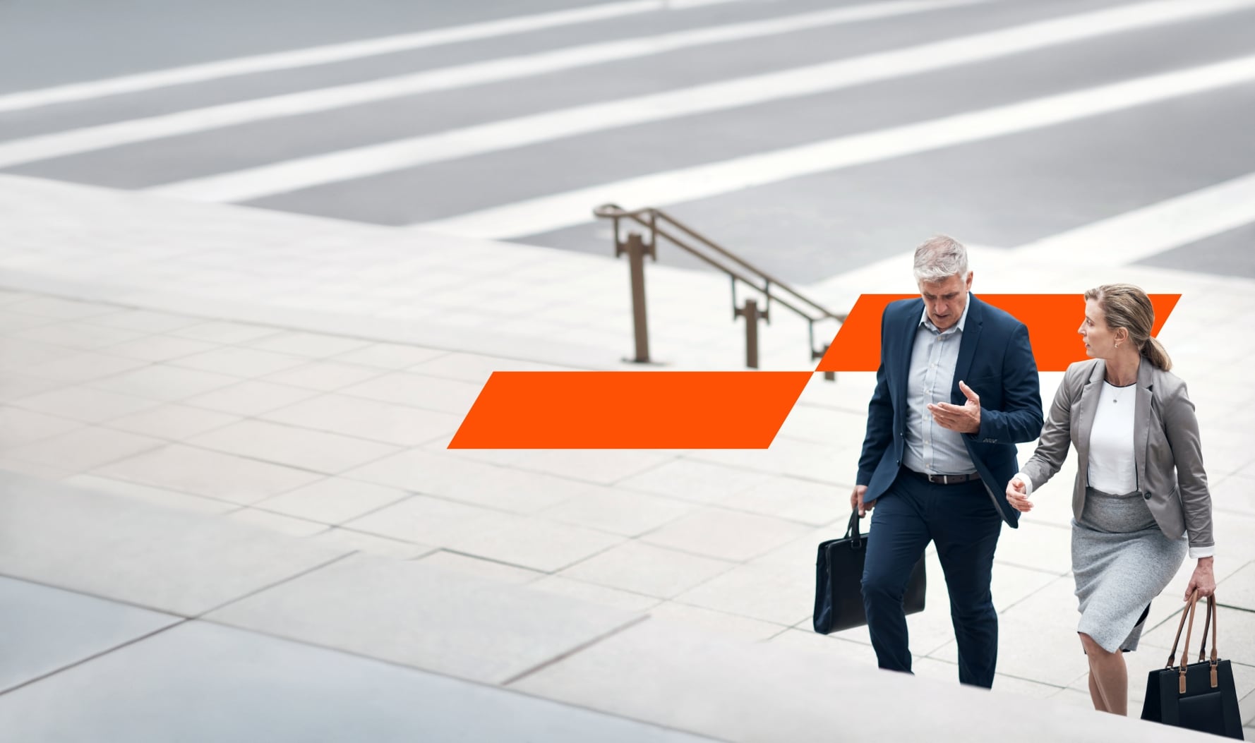 People walking up stairs